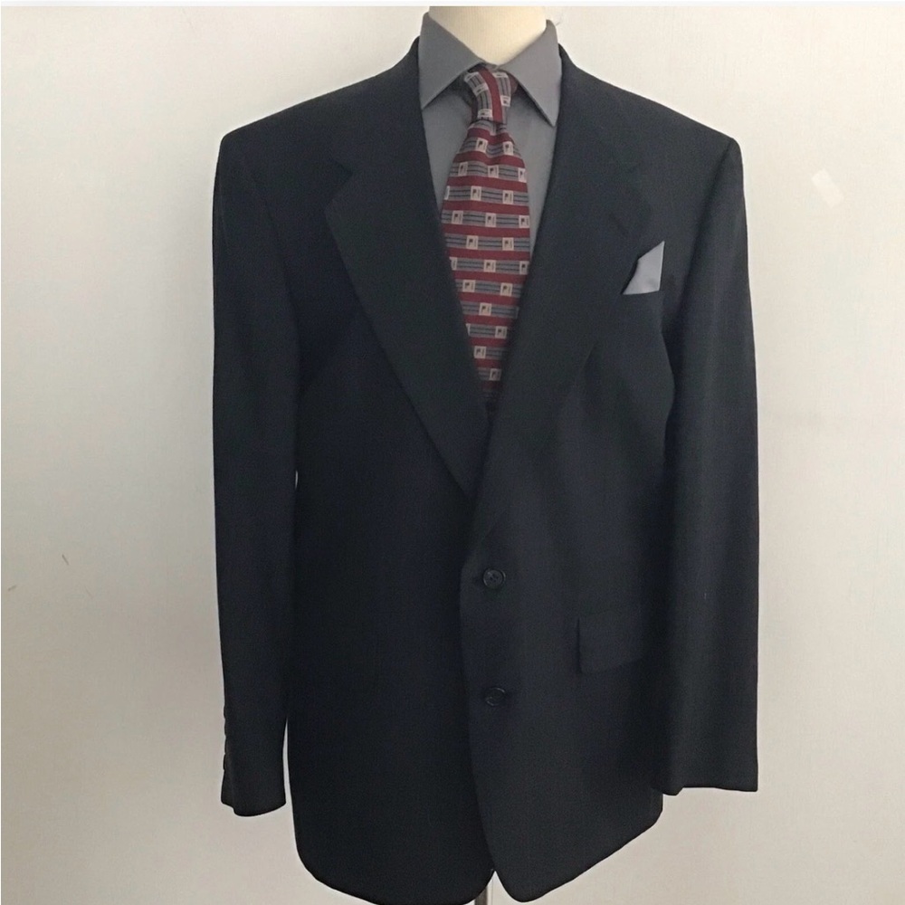 HART SCHAFFNER MARX Vintage Charcoal Gray Pinstripe Wool Suit Coat 42 Reg. EUC
